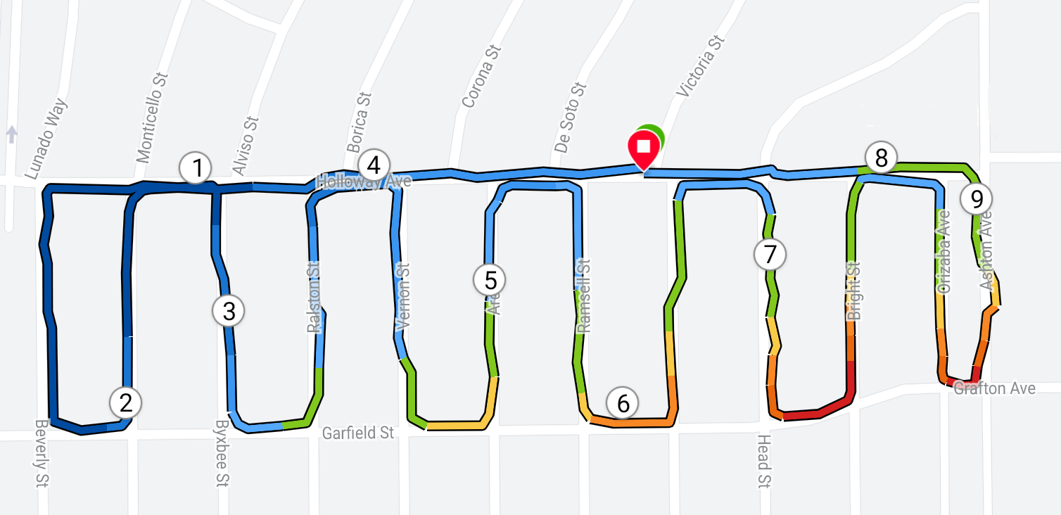 Merced Heights hillclimbs map