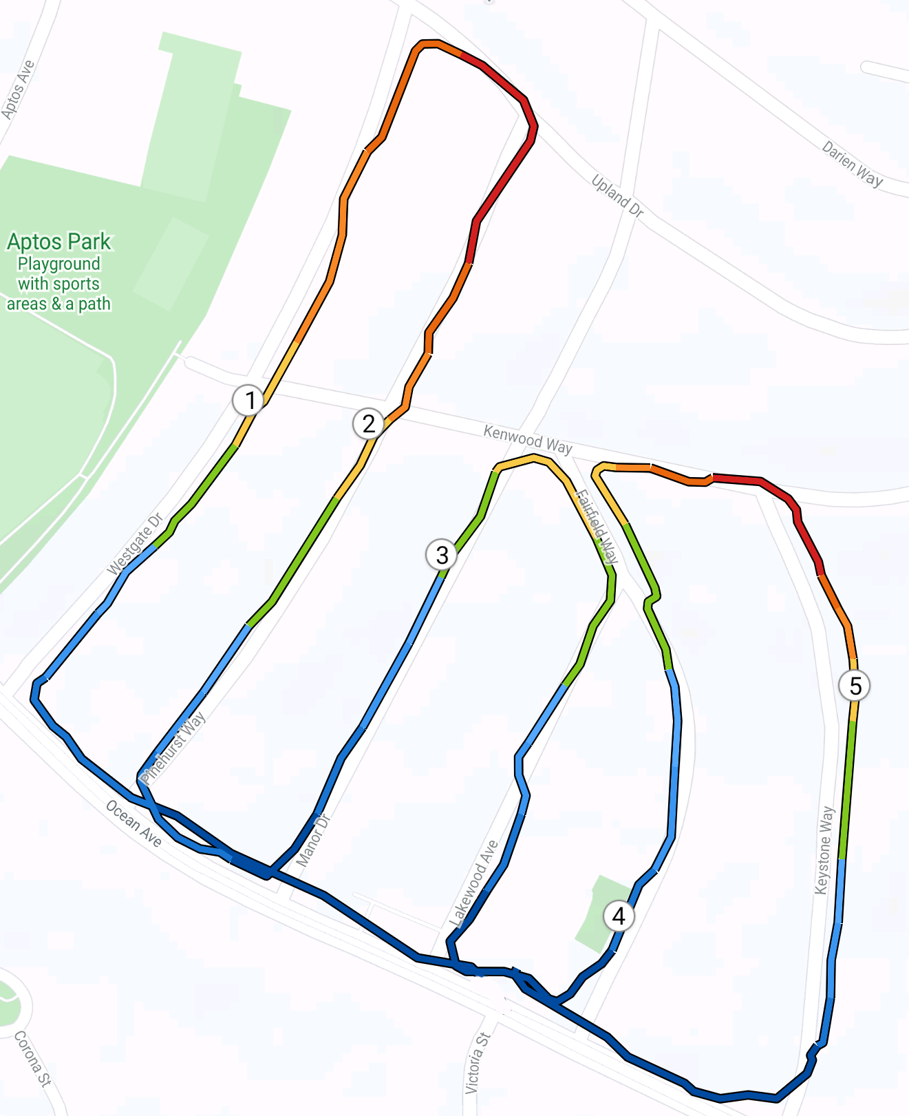 Mt. Davidson Manor hillclimbs map