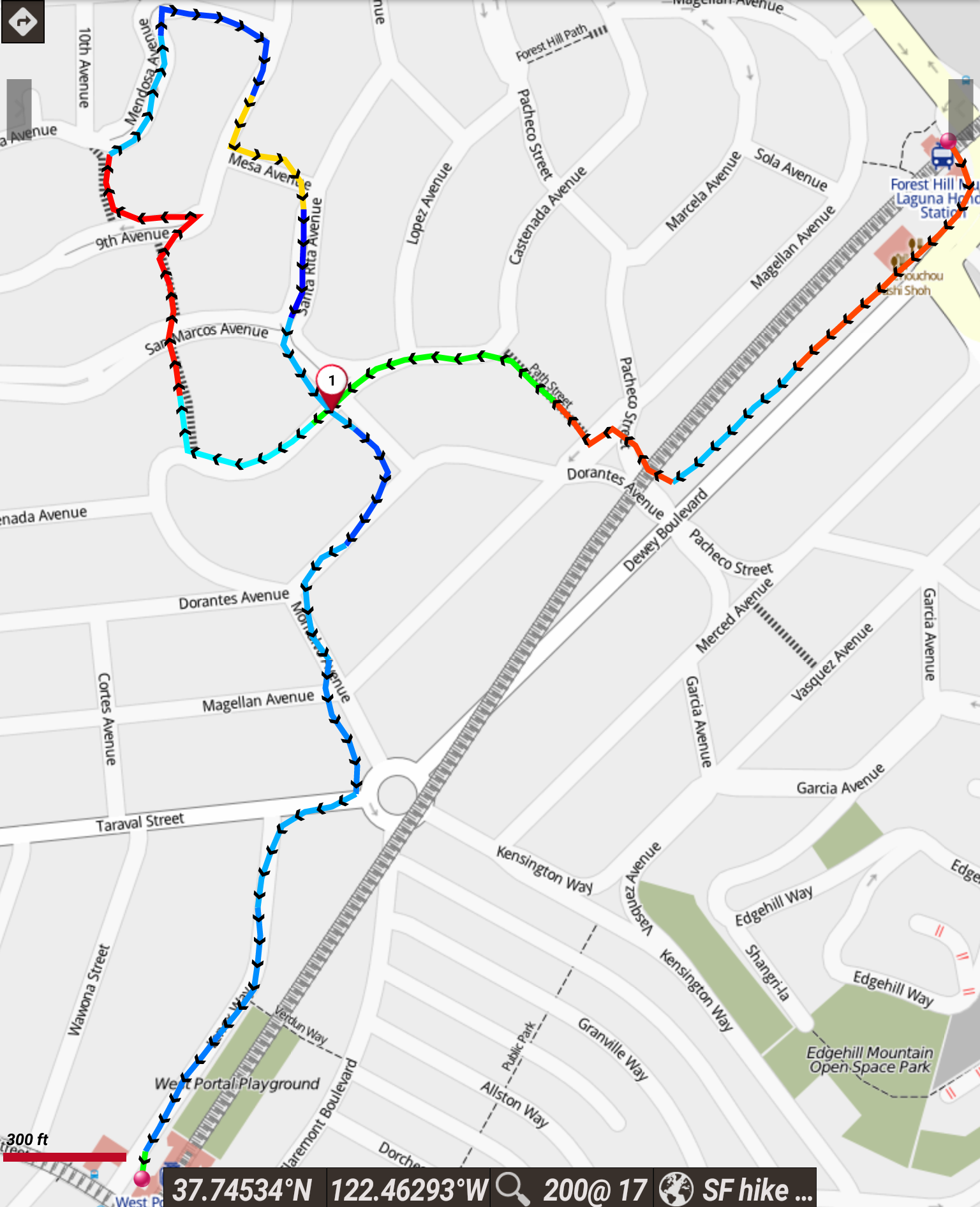 Forest Hill stairways map