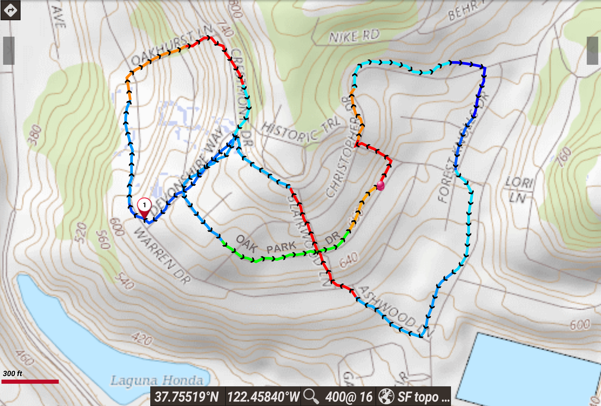 Forest Knolls stairways map