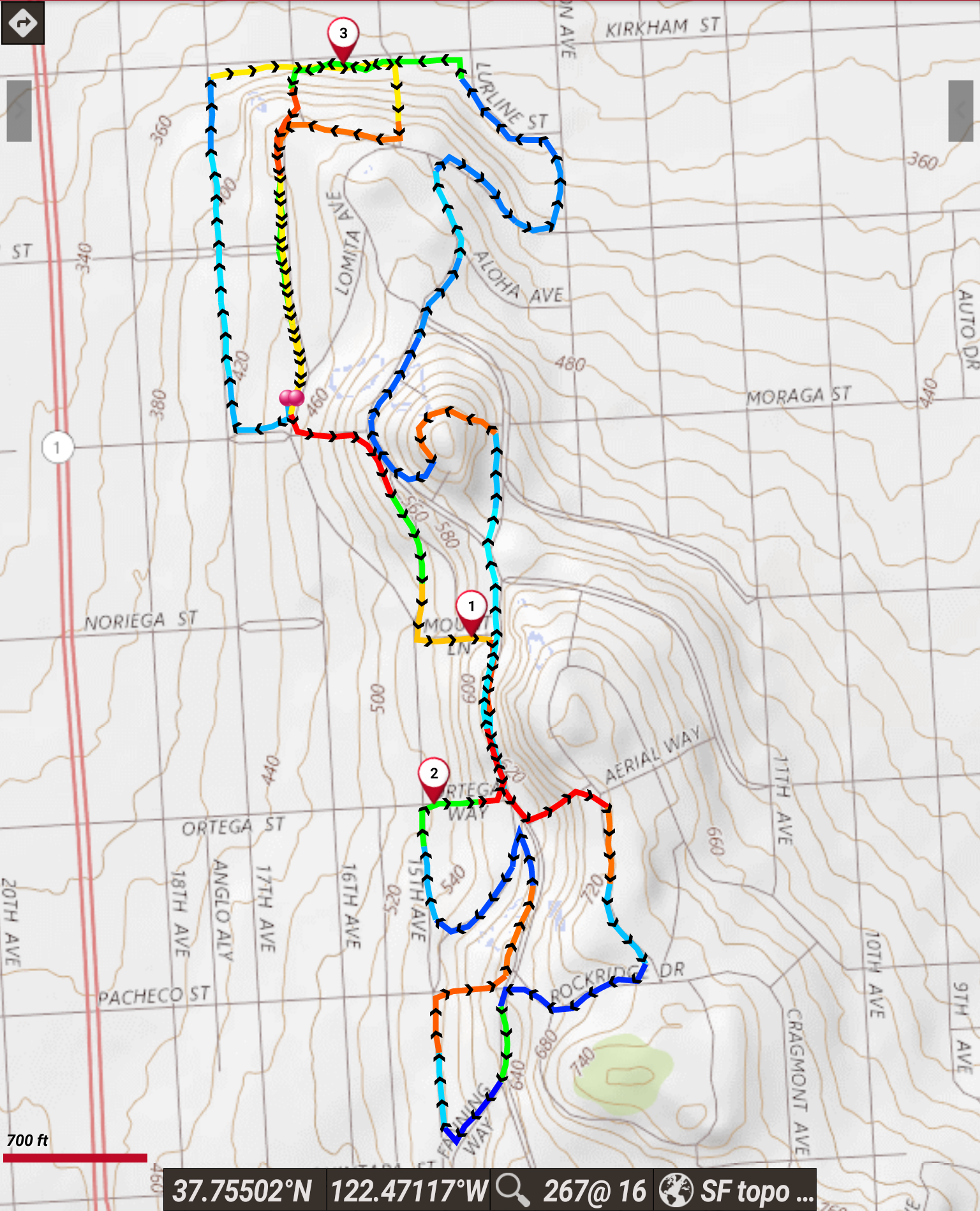 Golden Gate Heights stairways map